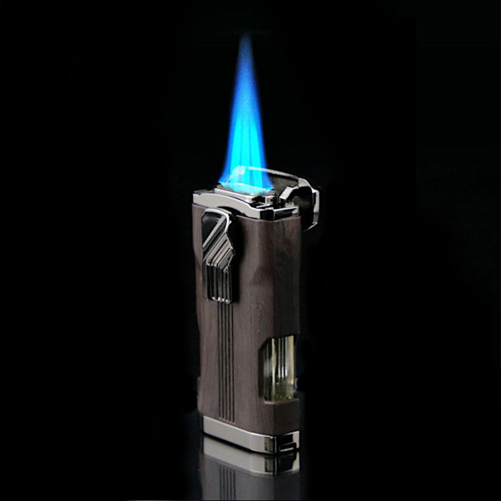 Трёхструйная газовая турбо-зажигалка для сигар (тёмное дерево) -  .