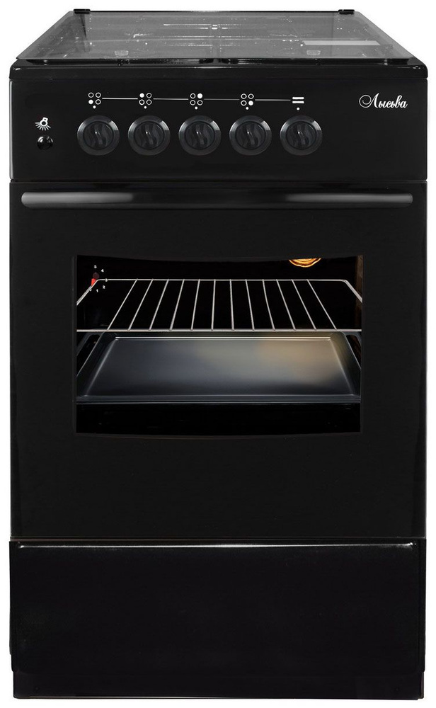 Газовая плита Лысьва ГП 4к20 МС-2у черная, со стеклянной крышкой ...