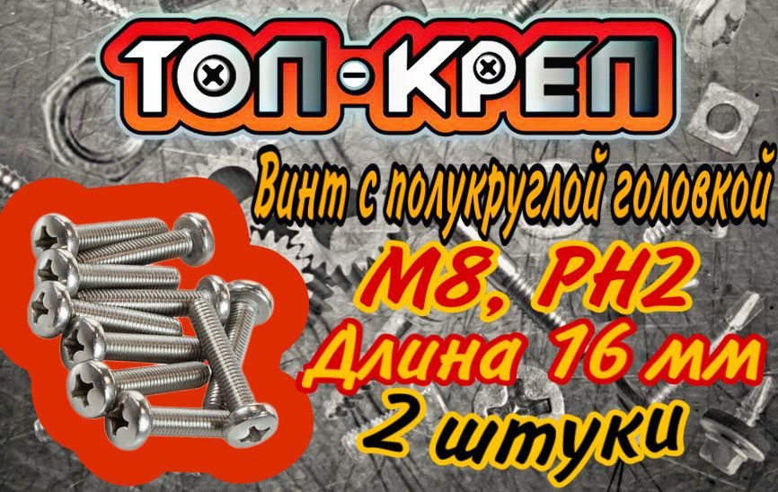 Винт с полукруглой головкой, М8*16мм, 2шт #1