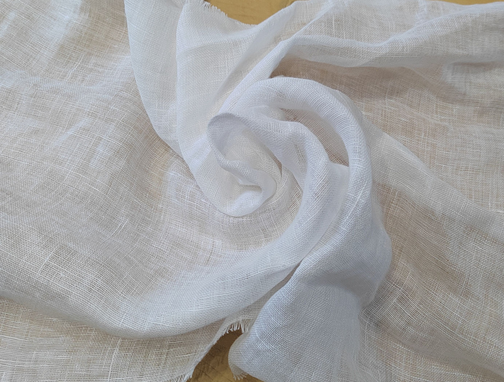 Ткань для шитья штор, тюль ЛЕН, вуаль цвет Бело-молочный (90г/м) 1 метр *  ширина 150 см, метражом - купить с доставкой по выгодным ценам в  интернет-магазине OZON (544235802)