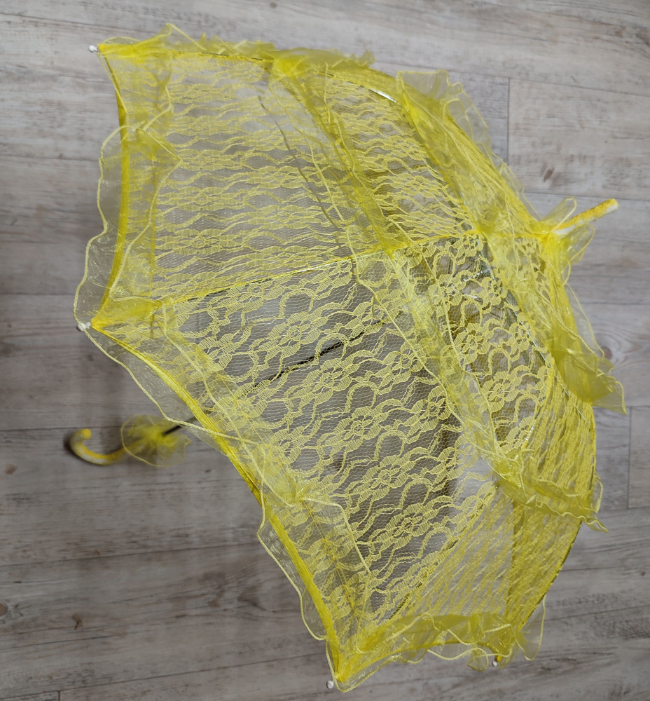Зонт кружевной, желтый, 75 см #1