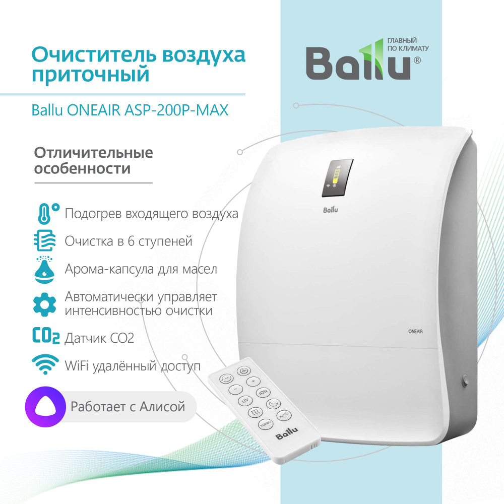 Очиститель воздуха приточный Ballu ONEAIR ASP-200P MAX