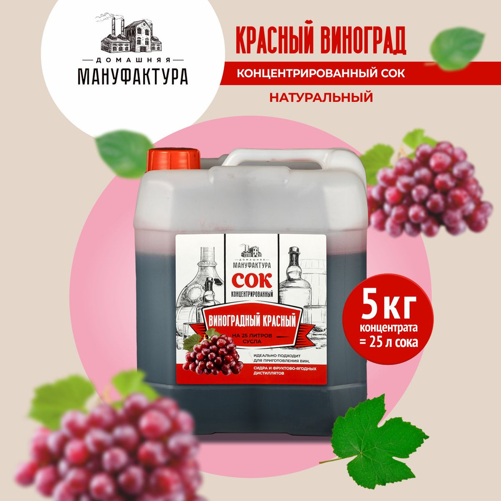 Концентрированный сок Виноградный красный, 5 кг - Домашняя Мануфактура (100% натуральный, без консервантов) #1