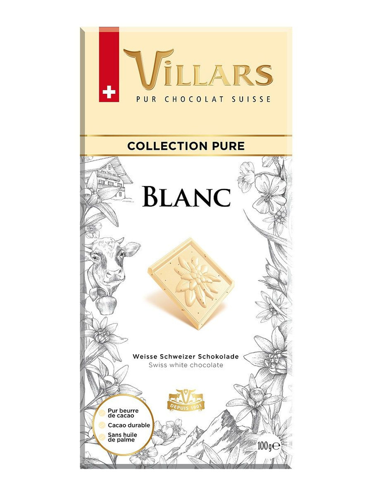 VILLARS Белый шоколад с ванилью, 100г #1