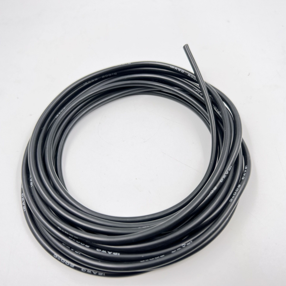 Медный провод 12 AWG силиконовая изоляция UL3135, сечение 3,4 кв.мм  (680*0,08мм), 2 метра, черный