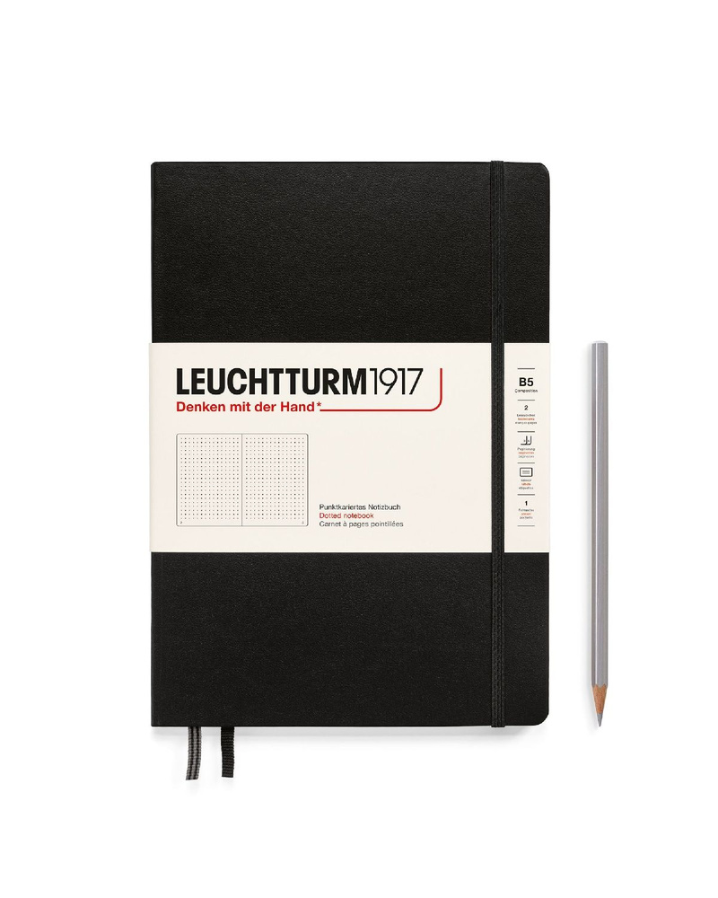 Блокнот Leuchtturm1917 Classic B5 (17.8x25.4см), 80г/м2, 219 стр. (109 л.), в точку, твердая обложка #1