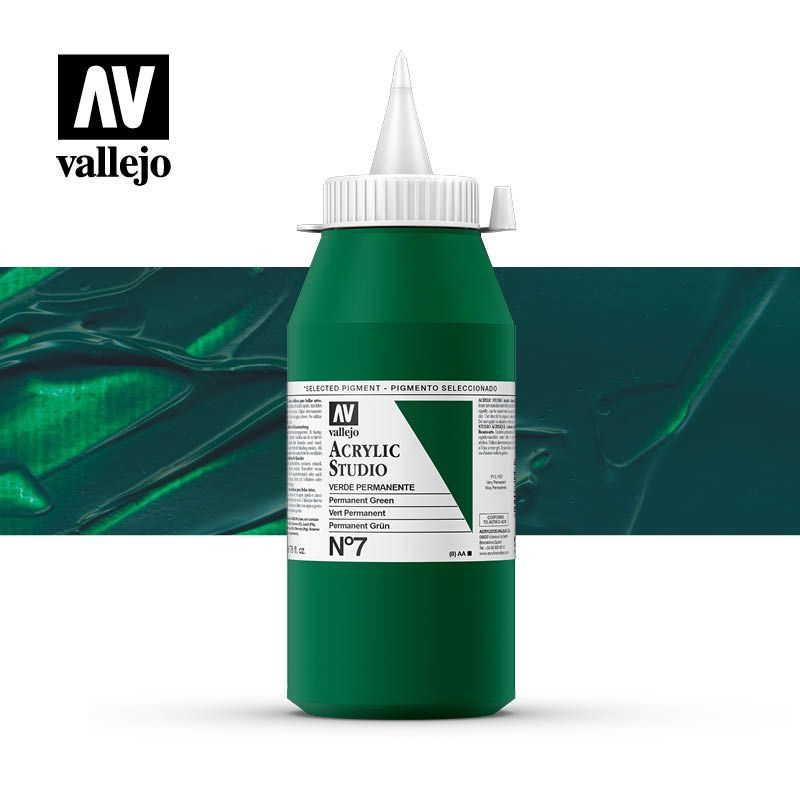 Vallejo Акрил "Studio" №7 Permanent Green / Зеленый прочный 1 литр #1