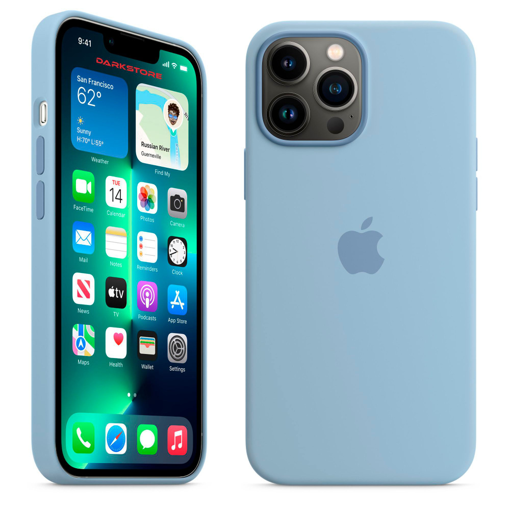 Силиконовый чехол Apple с Soft-touch покрытием на iPhone 13 Pro Max / Apple  Silicone Case с бархатным покрытием внутри, Голубой туман (Blue Fog)