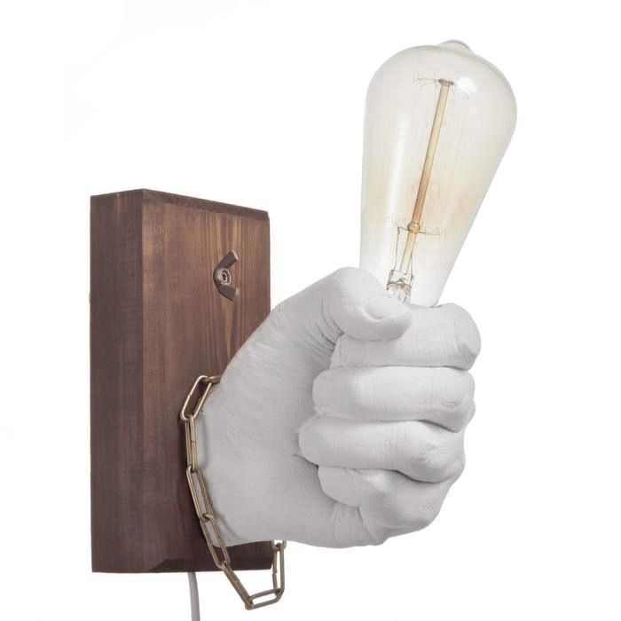 Светильник в стиле лофт "Левая рука кулак" E27 60Вт белый 18х18х10 см  #1