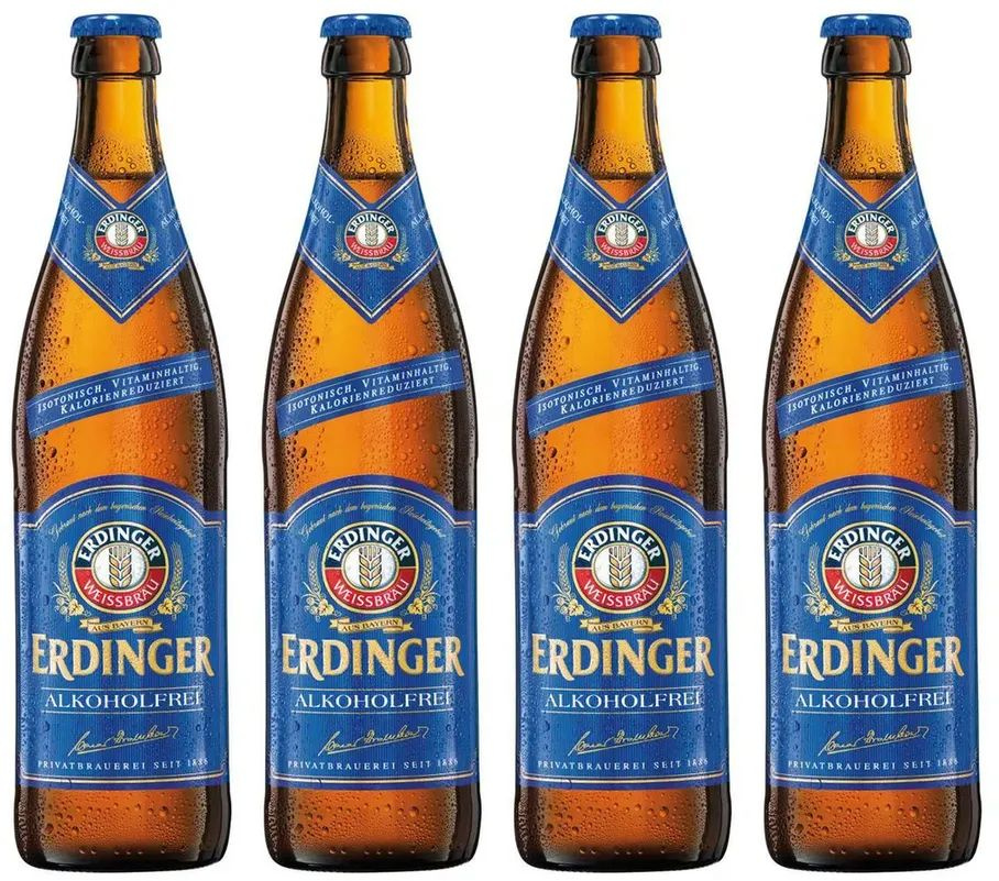 Безалкогольное пиво светлое нефильтрованное Erdinger Weissbier, 4 шт по ...