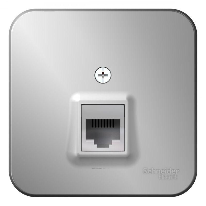 Розетка телефонная 1-м ОП Blanca RJ11 с изолир. пластиной алюм. SchE ...