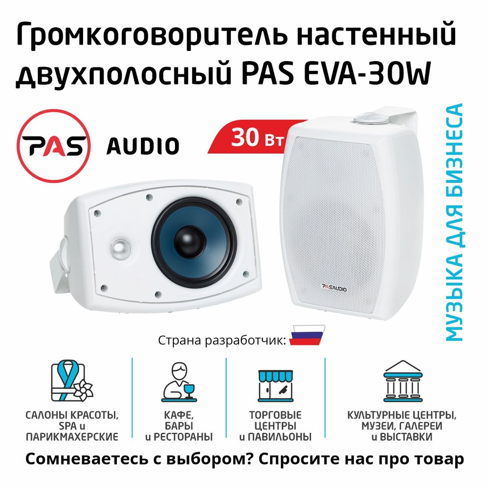 Настенный трансляционный громкоговоритель 30 вт PASystem EVA-30W #1