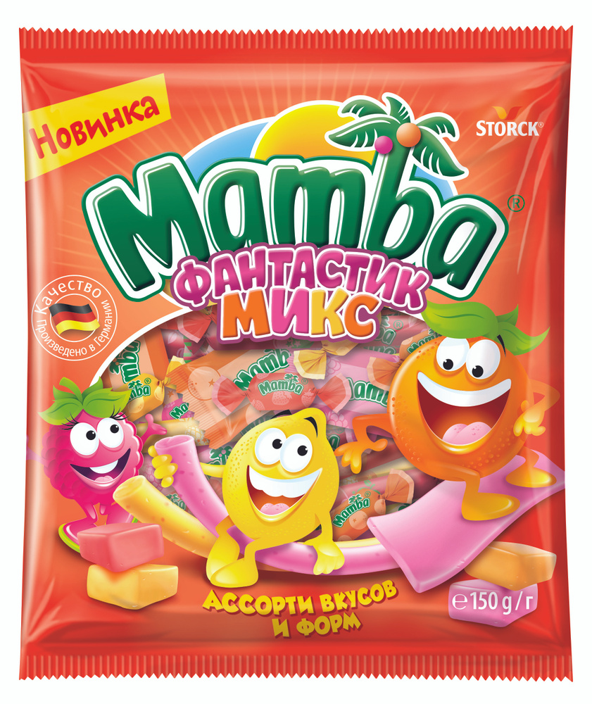 Mamba Фантастик Микс, жевательные конфеты, ассорти форм и вкусов, 150г /  Мамба