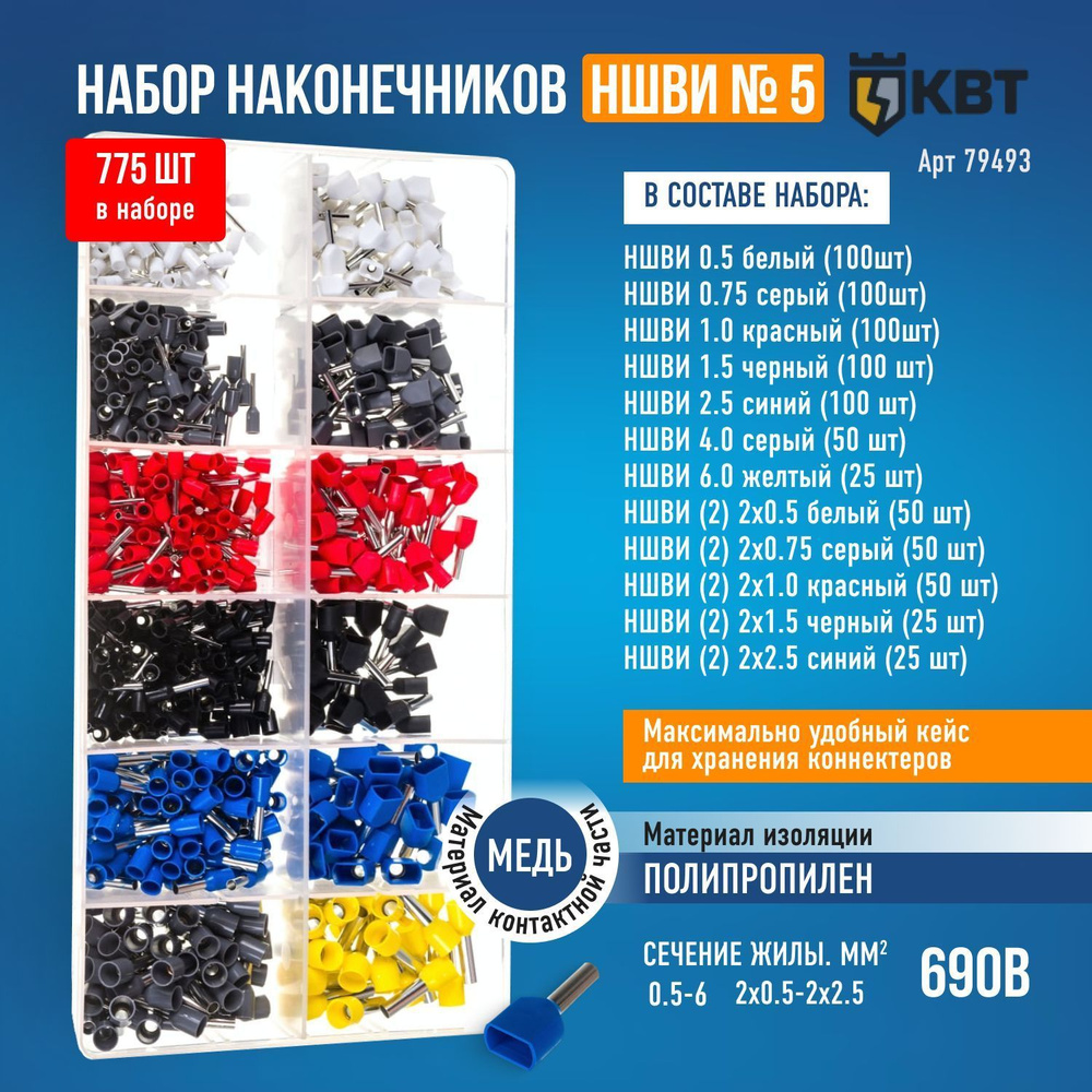 Набор кабельных наконечников НШВИ №5 79493 - купить с доставкой по ...