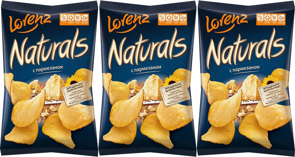 Чипсы картофельные Lorenz Naturals с пармезаном, комплект: 3 упаковки по 100 г  #1