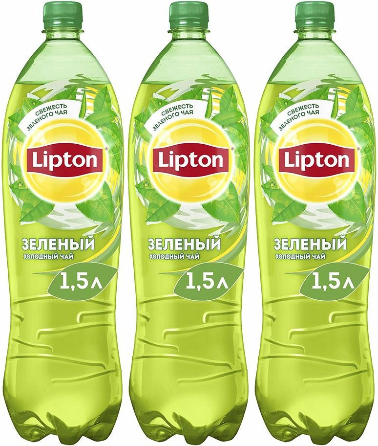 Холодный чай Lipton зеленый 1,5 л, комплект: 3 упаковки по 1.5 л ...