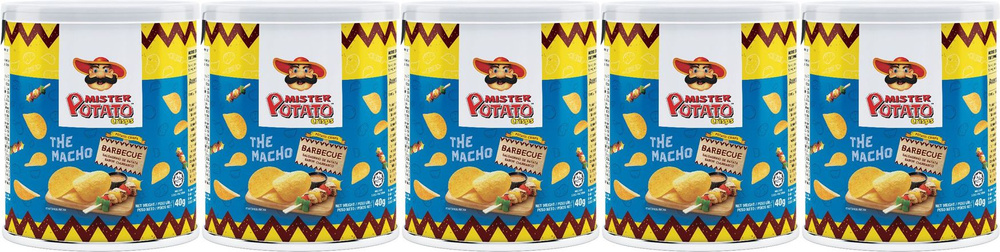 Чипсы картофельные Mamee Mr Potato барбекю, комплект: 5 упаковок по 40 г  #1