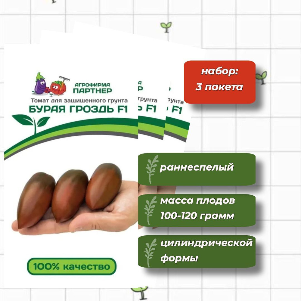 Томат Бурая Гроздь F1 Агрофирма Партнёр 10 шт. - 3 упаковки  #1