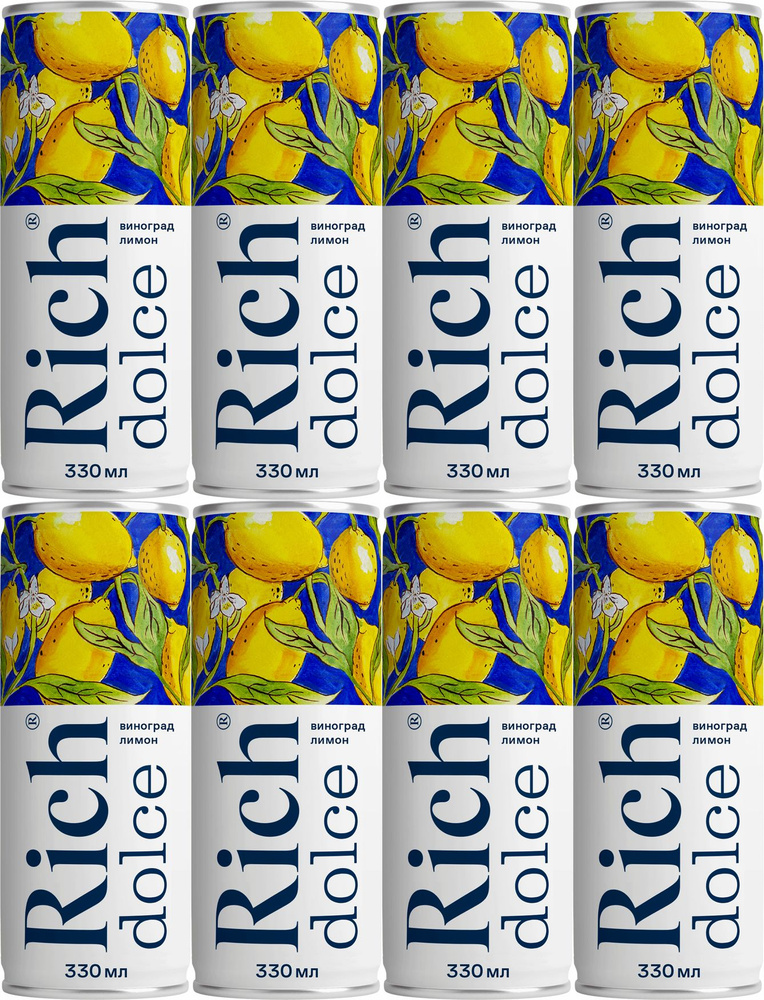 Напиток сокосодержащий Rich Dolce виноград-лимон концентрированный 0,33 л, комплект: 8 упаковок по 0.33 #1