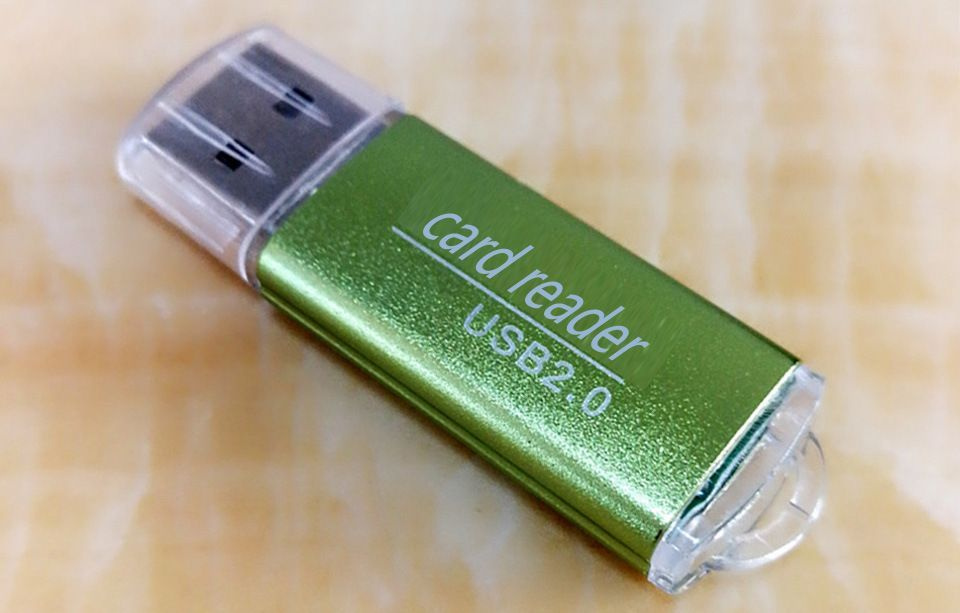 Картридер usb для microSD карт памяти салатовый #1