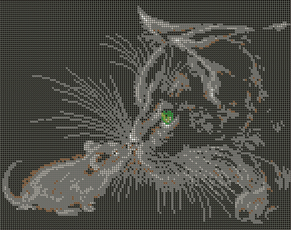 Схема для вышивки А-6 бисером на габардине Кот и кошка