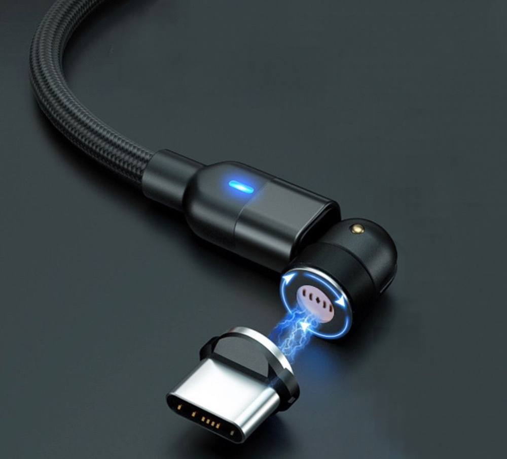 Кабель USB Type-C Магнитный провод для зарядки телефона вращающийся на ...