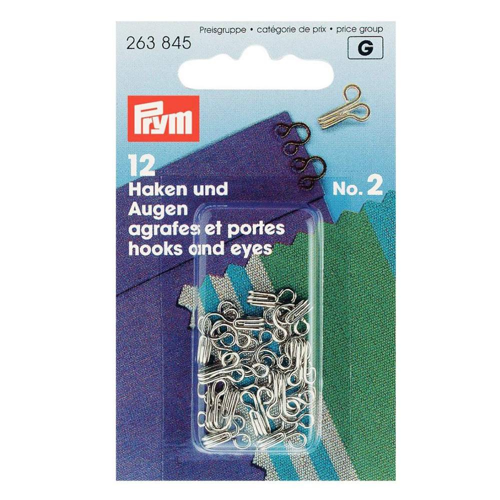 PRYM 263845 Крючки плательные №2 средние 15 мм в блистере 12 шт. под никель  #1