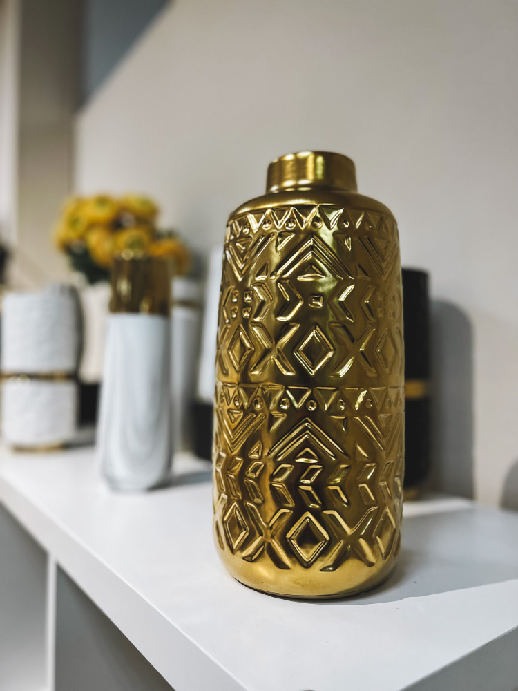 Ваза, золотая, 30см - купить вазу в интернет-магазине OZON по выгодной ...