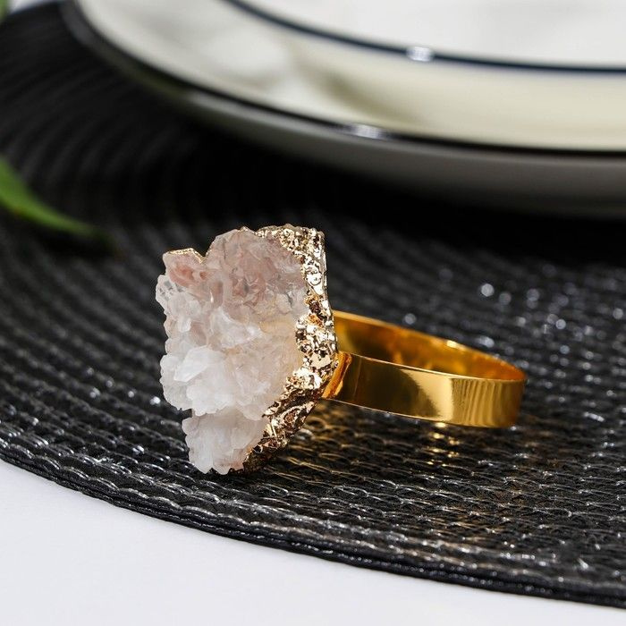 Кольцо для салфеток КНР "Кристалл", 4х4,1х6,2 см, металл золотой  #1