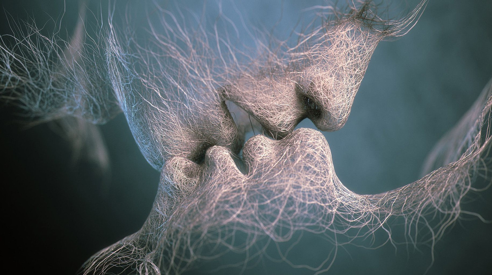 Постер Поцелуй / Абстракция 3D / Постер для интерьера - 60 x 33 см. #1