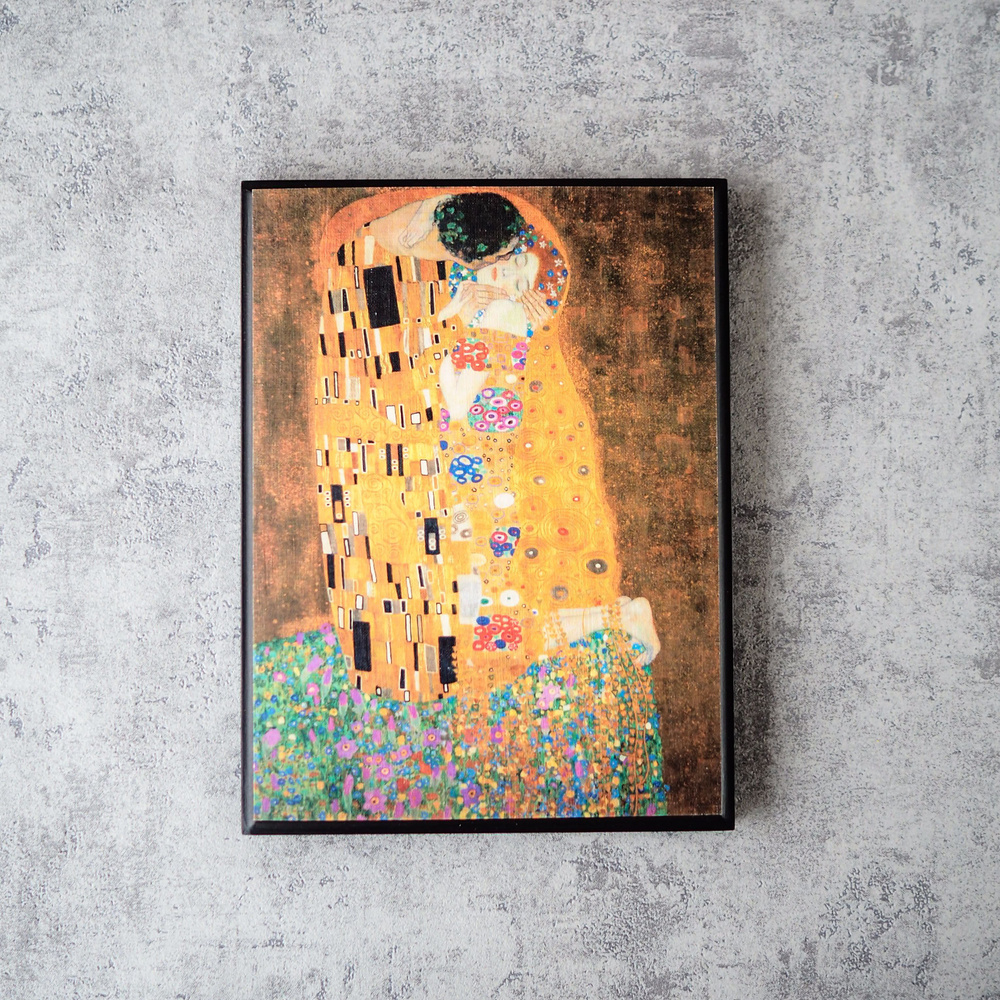 Картина репродукция на дереве "Густав Климт - Поцелуй" - купить по ...