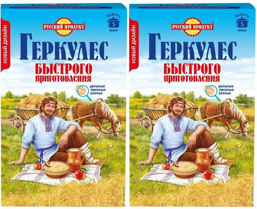 Хлопья Русский Продукт Геркулес овсяные быстрого приготовления, комплект: 2 упаковки по 420 г  #1