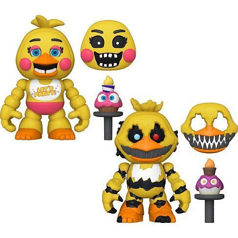 Чика кошмарная и Чика-той со сменными лицами 2 фигурки, Nightmare Chica Toy Chica Mini-Figure Five Nights #1