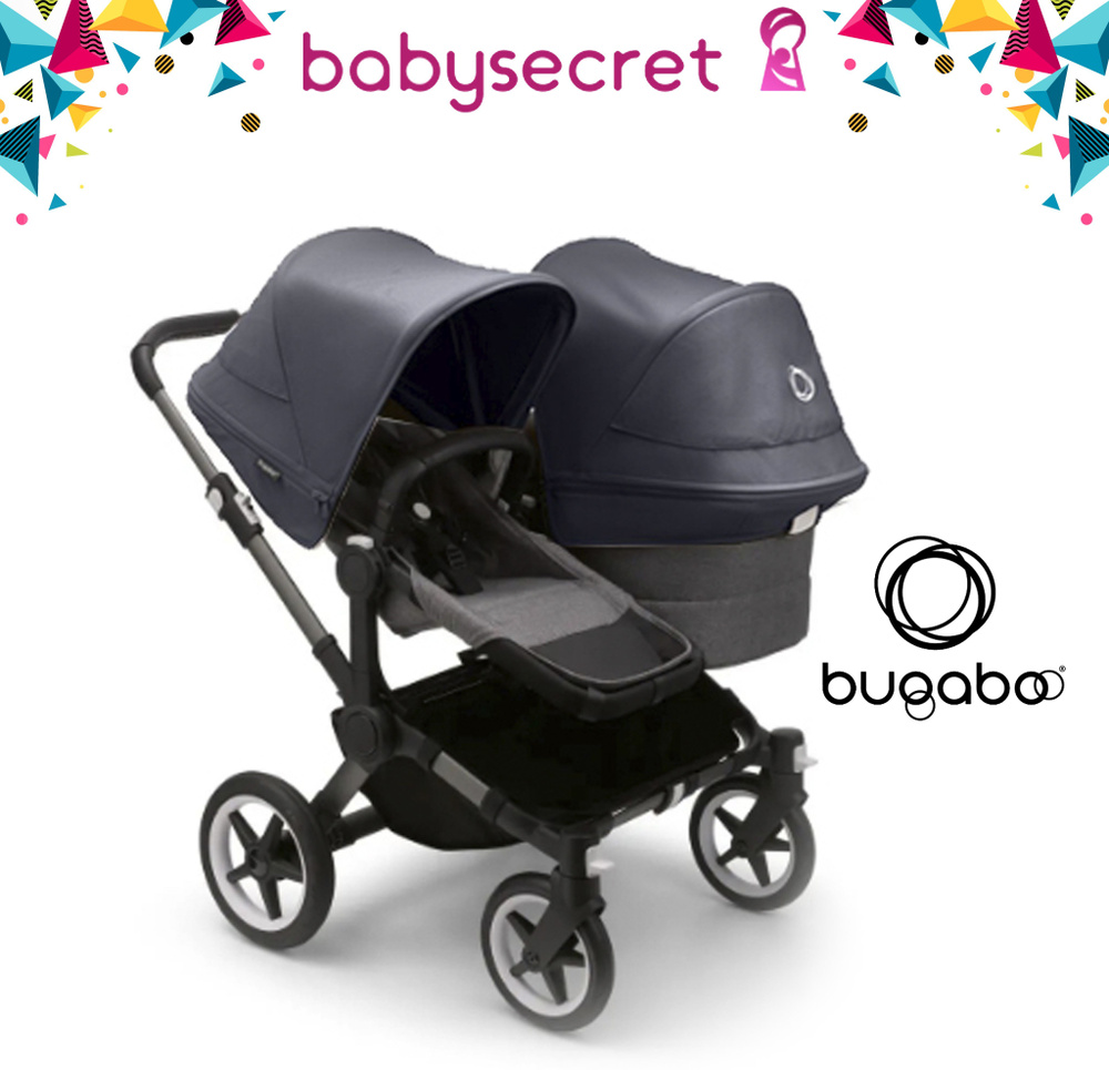 Детская коляска 2 в 1 для погодок Bugaboo Donkey5 Duo шасси Graphite (grey melange/stormy blue)  #1