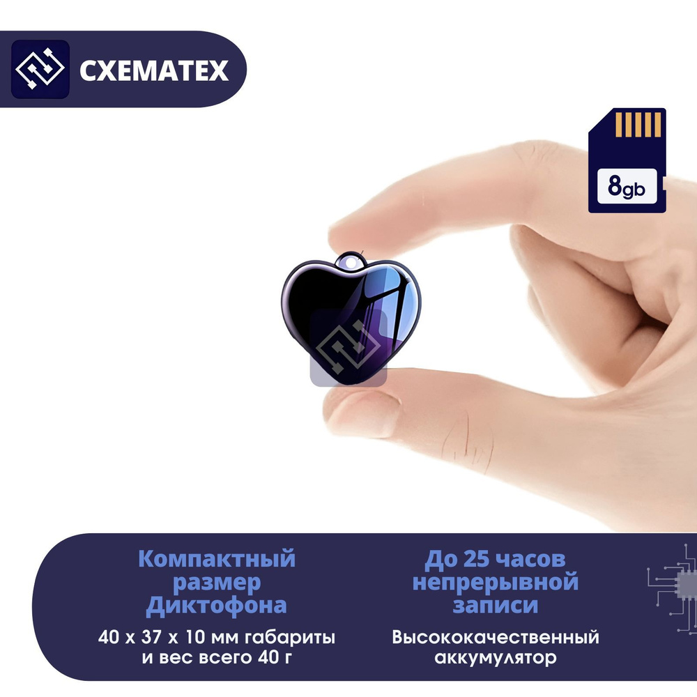 Диктофон СХЕМАТЕХ dvr8bh, WAV, 8 ГБ купить по выгодной цене в  интернет-магазине OZON (1069881966)