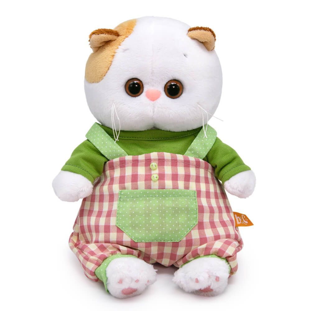 Мягкая игрушка BUDI BASA collection Кошечка Ли-Ли Baby в штанишках на лямочках и лонгсливе, 20 см, белый/зеленый #1