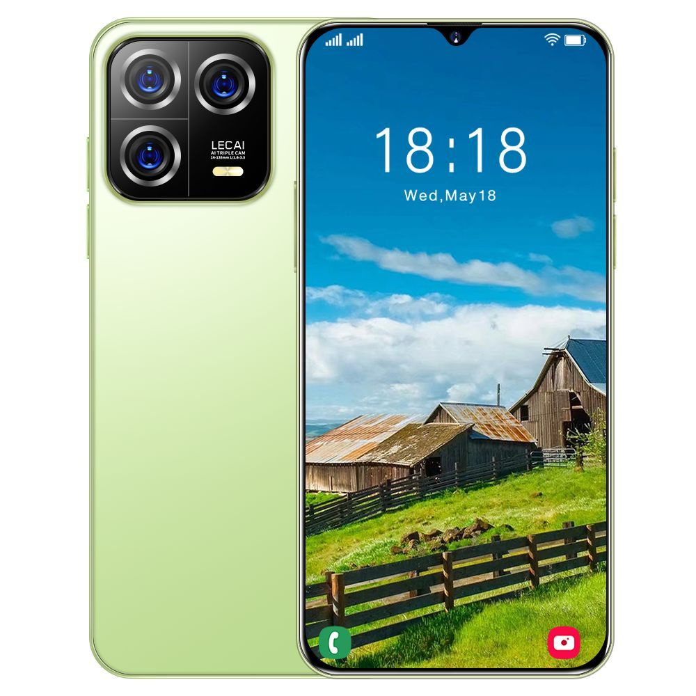 BDF Смартфон M13 Pro 7,3-дюймовый русская версия-24 12/512 ГБ, салатовый