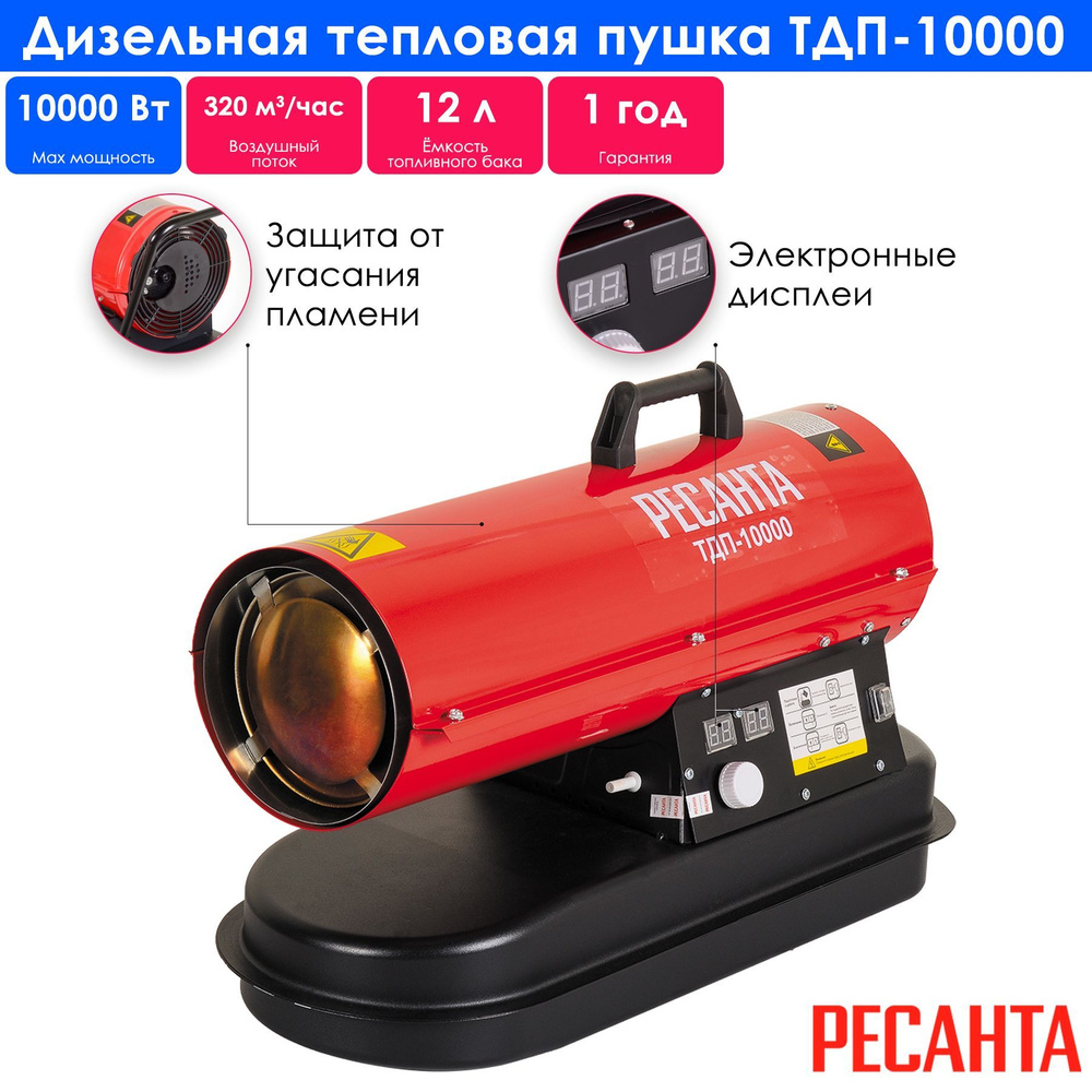 Тепловая дизельная пушка Ресанта ТДП-10000 - купить по выгодной цене в ...