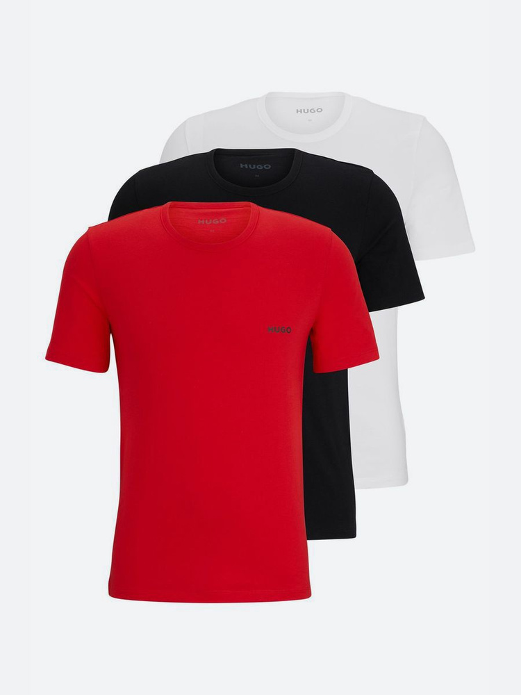 Комплект футболок HUGO, размер 48, цвет белый, черный, 100% хлопок ...