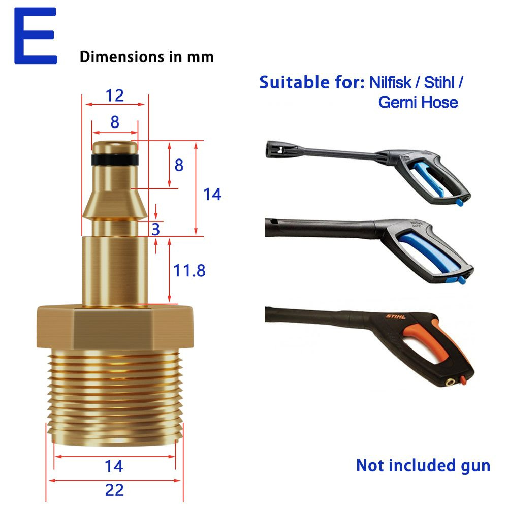 Адаптер шлангов для высоковольтных моющих устройств M22, адаптер быстродействующих соединений для Nilfisk/Stihl/Gerni #1