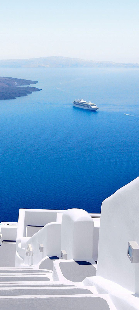 Самоклеящиеся фотообои "Остров Санторини Греция ", размер: 90x200 см, эффект: отраженный  #1