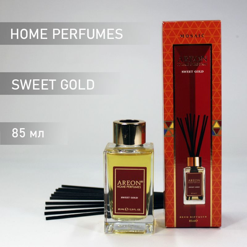 Ароматизатор интерьерный AREON Premium Mosaik (банка, деревянные палочки) Sweet Gold 85 мл  #1