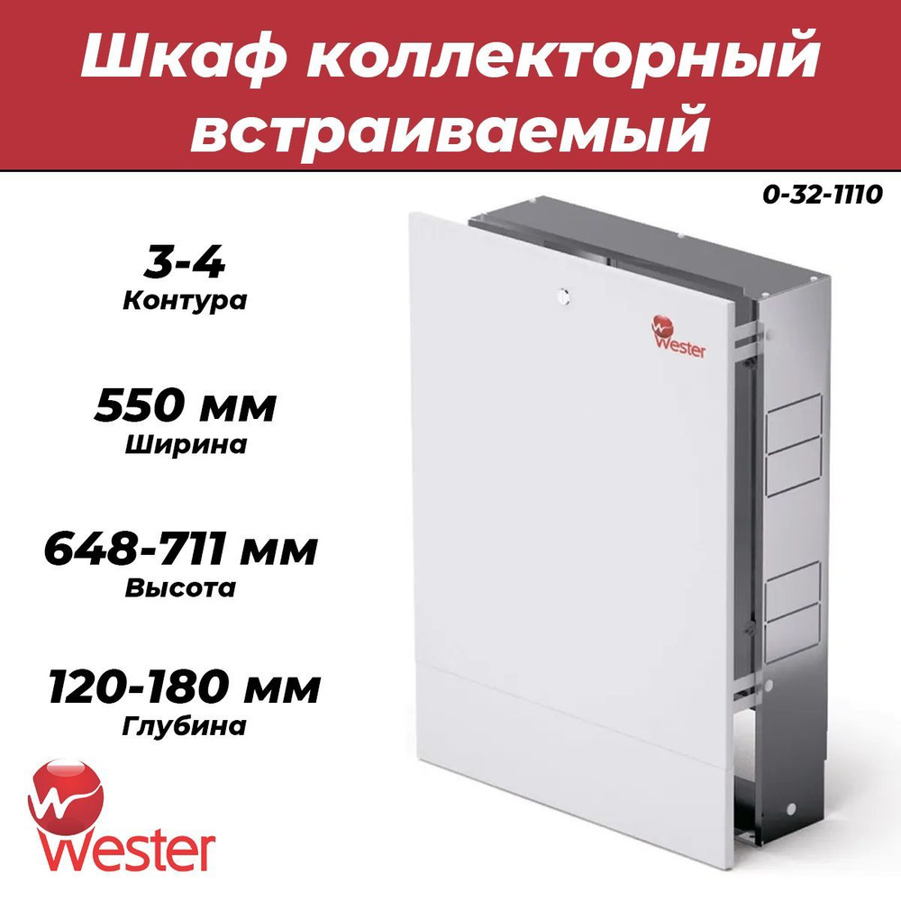 Шкаф распределительный встроенный Wester - (ШРВ2) 2-4 выхода 550X120-180X648-711  #1