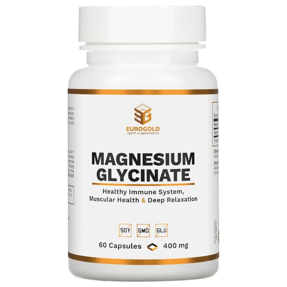 Euro Gold Magnesium glycinate Магний Глицинат 400мг 60капсул - купить с ...
