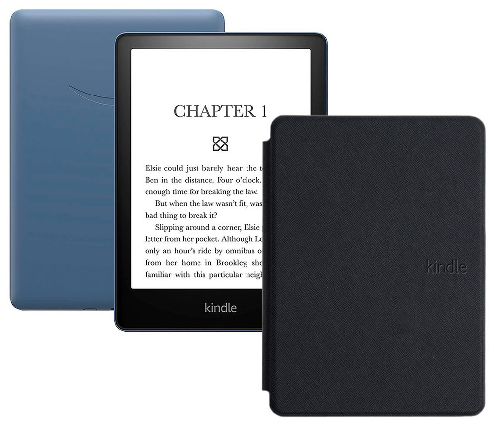 Amazon Kindle 6.8" Электронная книга PaperWhite 2021 16Gb SO Denim + обложка, синий, черный  #1