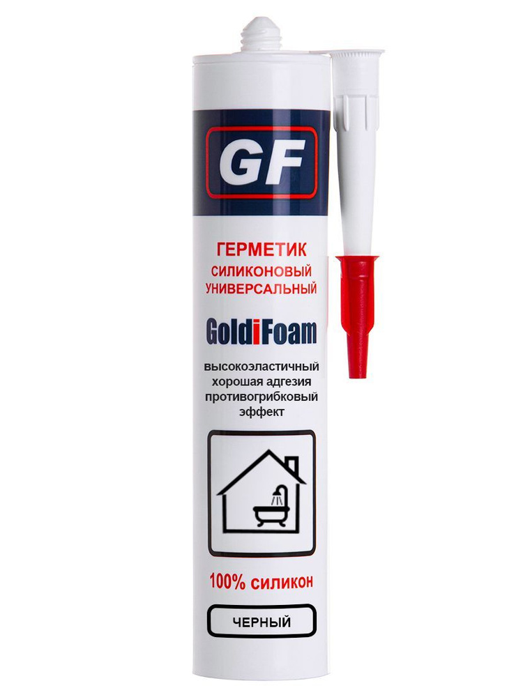 Универсальный силиконовый герметик GoldiFoam, 260 мл., цвет черный, 1 картридж  #1