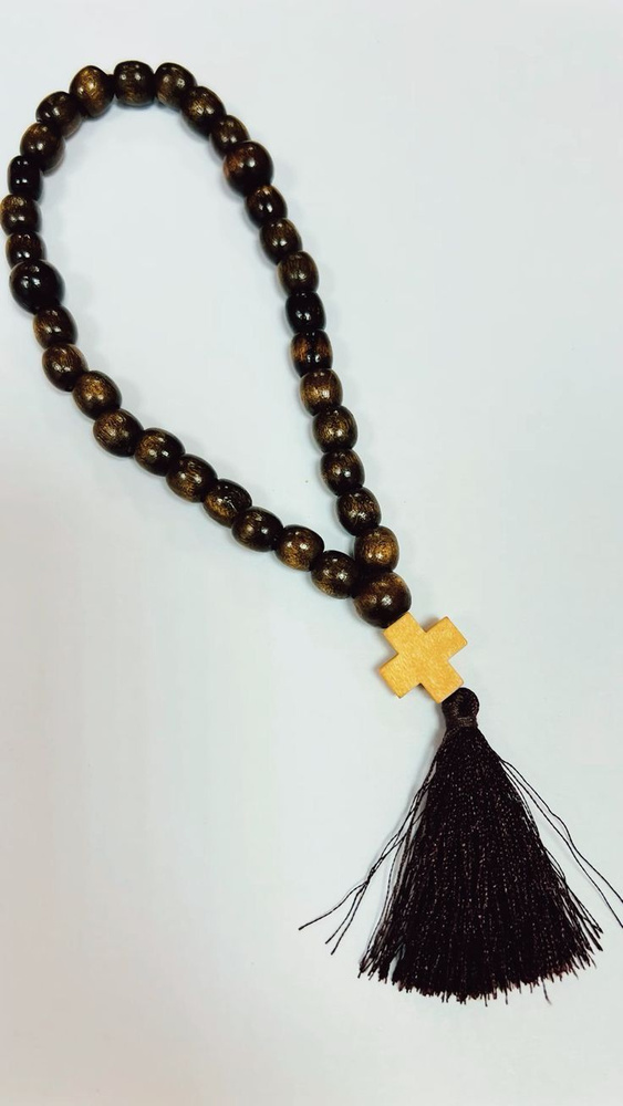 Четки деревянные из бусин/четки автомобильные/Чётки с крестиком, 30 ...