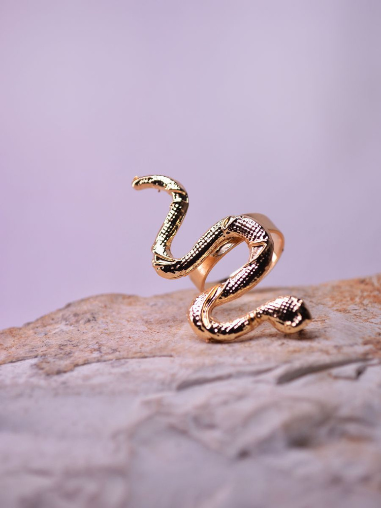 Кольцо в форме змеи из белого золота с фианитами - 1533133