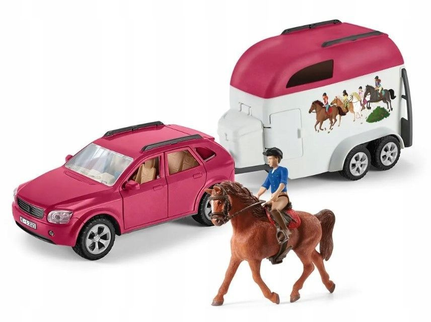 Фигурки Schleich Horse Club - Игровой набор Шляйх Автомобиль с прицепом - Лошади 72223  #1