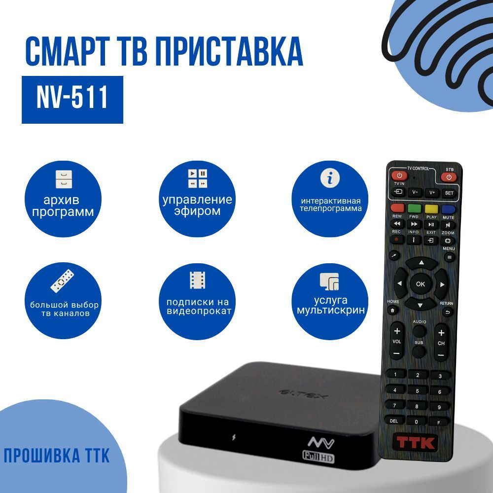 ELTEX Медиаплеер ТВ-приставка NV-501 Android, 1 ГБ, черный